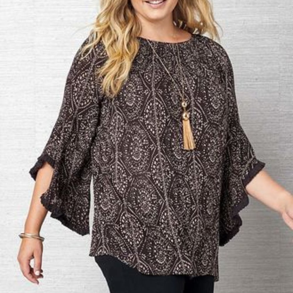 Anthony Richards Fringe-Sleeve Tunic, Very Stunning Top, Dress Up or Dress Down